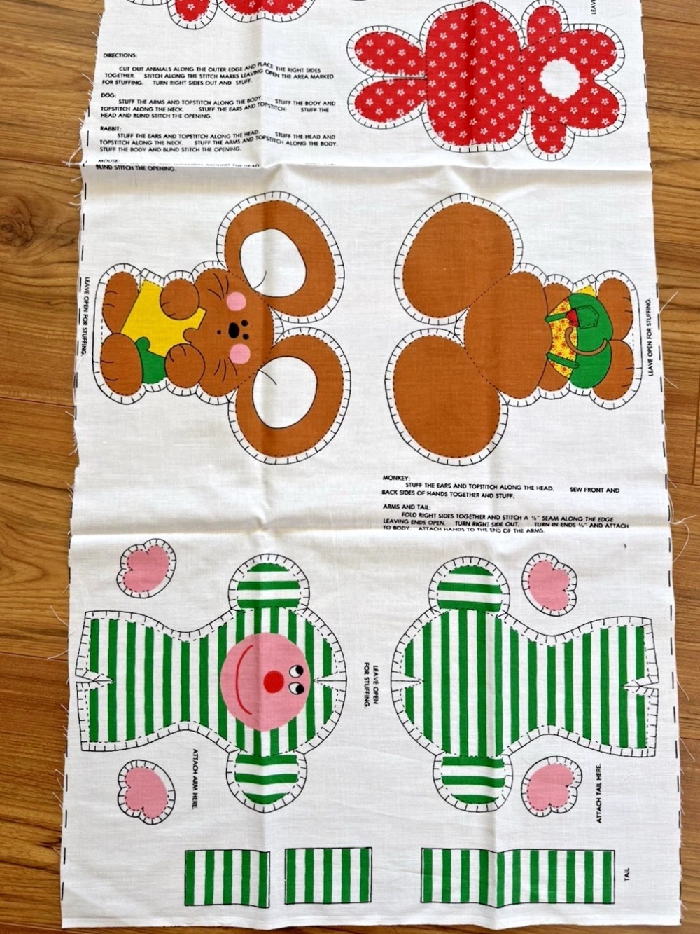 VTG Spring Mills Cut & Sew Animal Pillow Dolls Handmade Toy Craft Fabric Panel